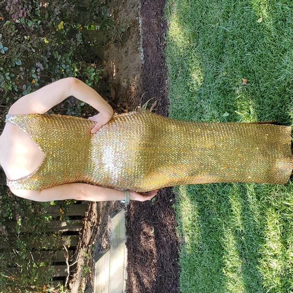 Vintage custom made sequin aurora borealis gown rainbow sparkle - Picture 6 of 6